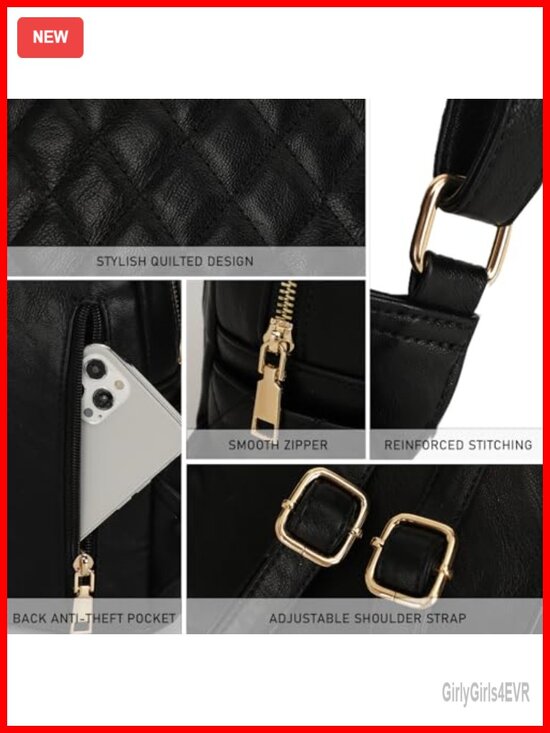 Quilted PU Leather Small Backpack for Women Daypack Purse main image 4